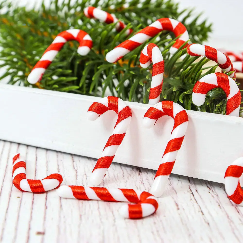 Mini bastón de caramelo de 20 piezas para decoración de árbol de Navidad, colgante artesanal para decoración del hogar, regalo de Año Nuevo para niños, 2023, 2024