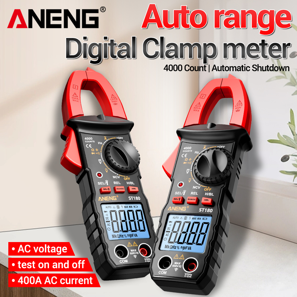 Pinza amperimétrica para reparación de automóviles, prueba de corriente CA de 400A, ANENG ST180, probador de salida de alternador de 4000 recuentos, herramientas de diagnóstico para amperímetro DIY para el hogar
