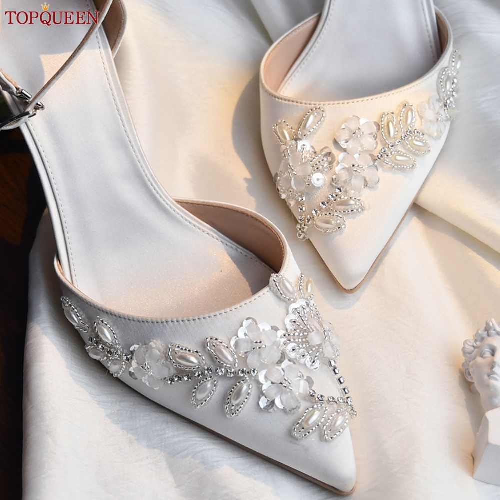 Topqueen รองเท้าส้นสูงแผ่นปะติดแบบ DIY สำหรับงานแต่งงานกำไลพร้อมแหวนผู้หญิงอุปกรณ์ตัดเย็บชุด SP11ปรับแต่งได้