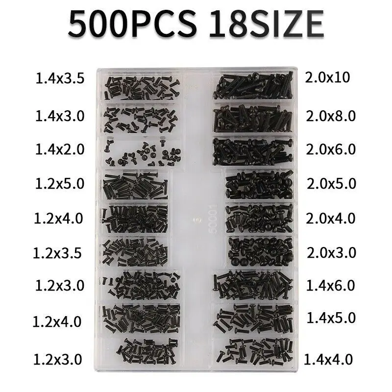 500 Pz 18 Dimensioni Mini Vite Dadi Kit FAI DA TE Computer Portatile Assemblare Viti di Riparazione Set di Fissaggio Per Riparazione di Occhiali Del Telefono Mobile
