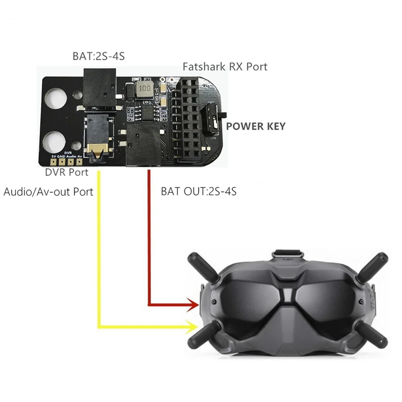 Para dji fpv óculos v2 vôo analógico externo 5.8g rx porto 3.0 kit módulo receptor para leve 5v 3a óculos de vôo