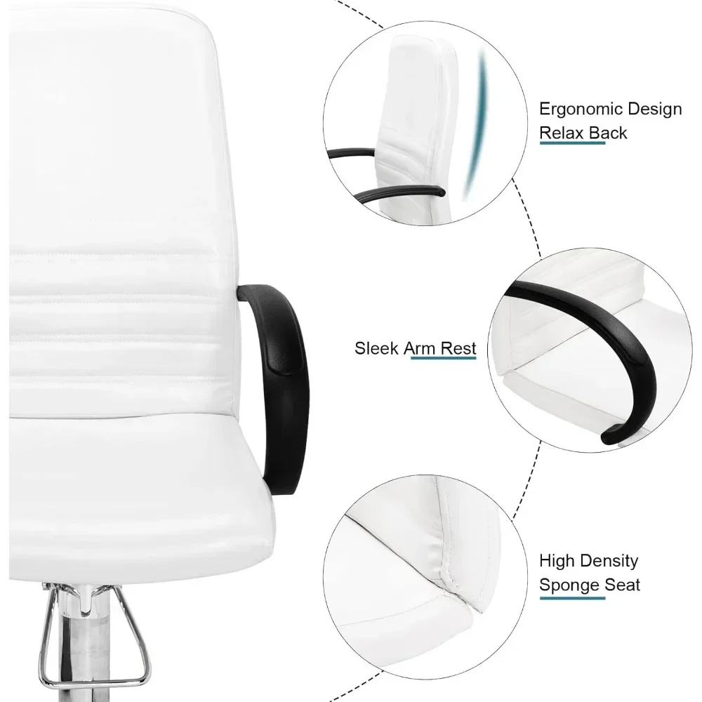 Hydraulic Pedi Chair for Nail Tech  Pedicure Chair White with Stool & Bubble Massage Foot Bath, Beauty Spa