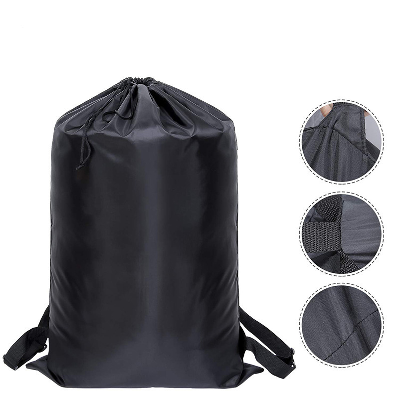 Mochila de lavandería plegable, organizador de ropa sucia de gran capacidad para viajes, dormitorio y gimnasio, poliéster resistente, cordón