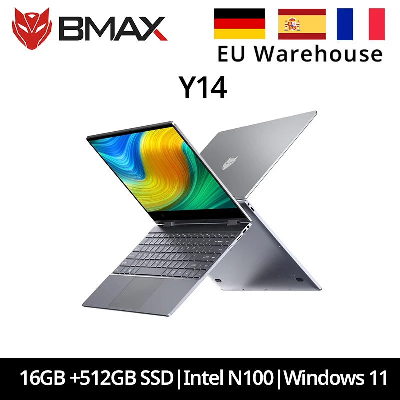 BMAX Y14 Laptop Notebook da 14 pollici Windows 11 16GB di RAM LPDDR5 512GB SSD 1920*1080 IPS Intel N100 laptop Computer