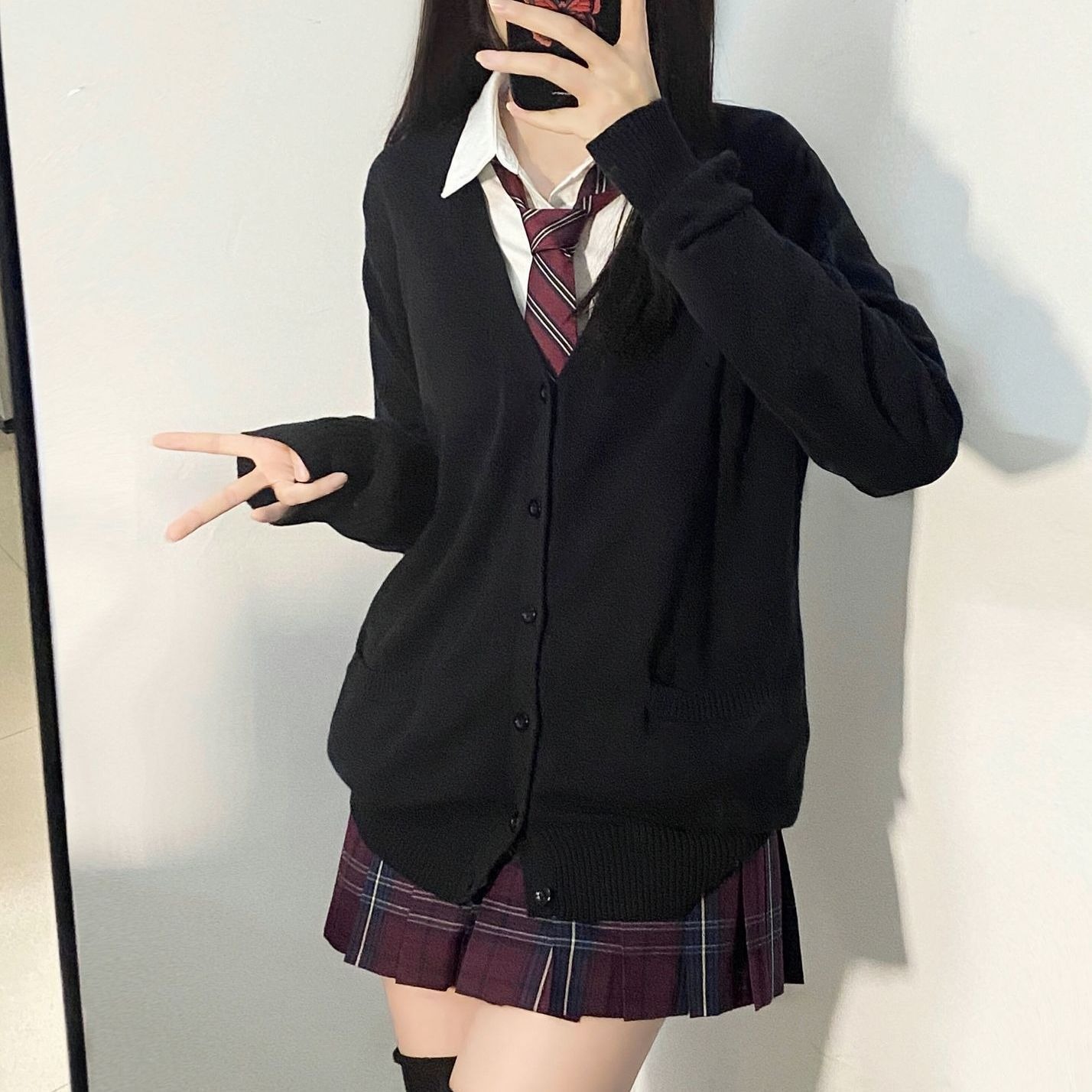 Mikasa cosplay suéter cardigã rosa, cardigã japonês com decote em V, jaqueta de malha é perfeita para combinar com uniforme JK