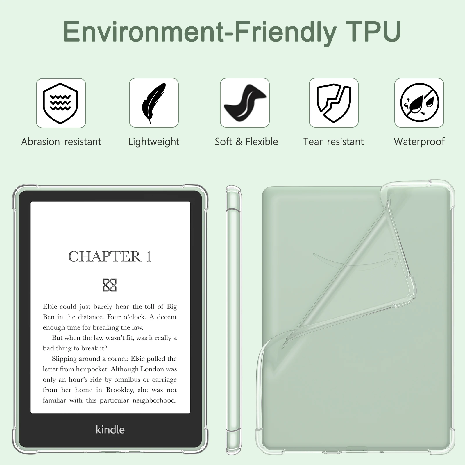 Funda trasera de silicona transparente, Funda protectora a prueba de golpes para Kindle Paperwhite 6/6,8, 11. a generación, versión 2021/2022