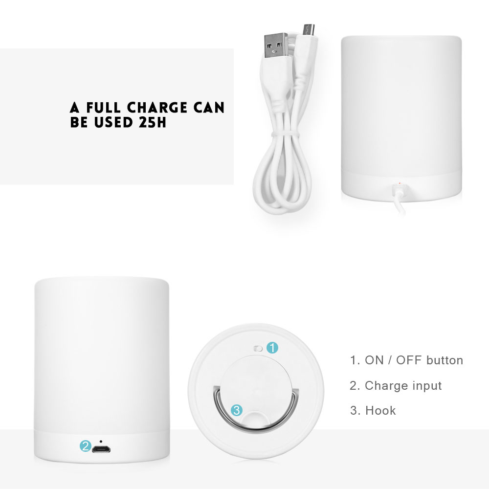 Smart LED Touch Sensor Nachtlicht Wiederaufladbare Tischlampe RGB Dimmbare Nachttischlampe Außenkappen Laterne Atmosphäre Licht