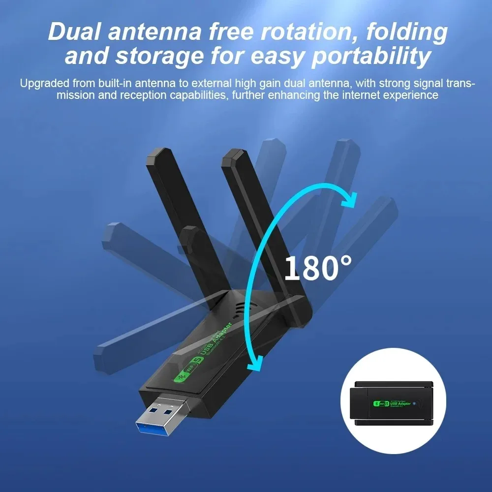 1300Mbps USB 3.0 WiFi Bluetooth Adapter 2.4G 5GHz Wi-Fi Antenna Dual Band 802.11ac Mini Wireless Computer Network Card Receiver