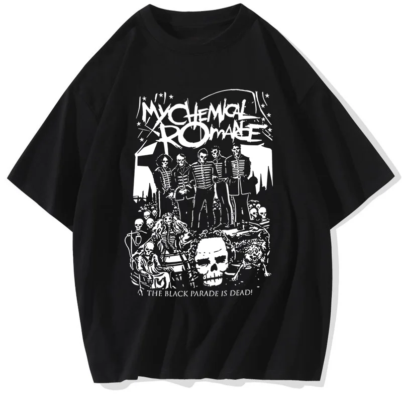 夏マイケミカルロマンス Mcr デッドメンズ Tシャツブラックパレードパンクエモロックファッショントップ女性特大 Tシャツ服