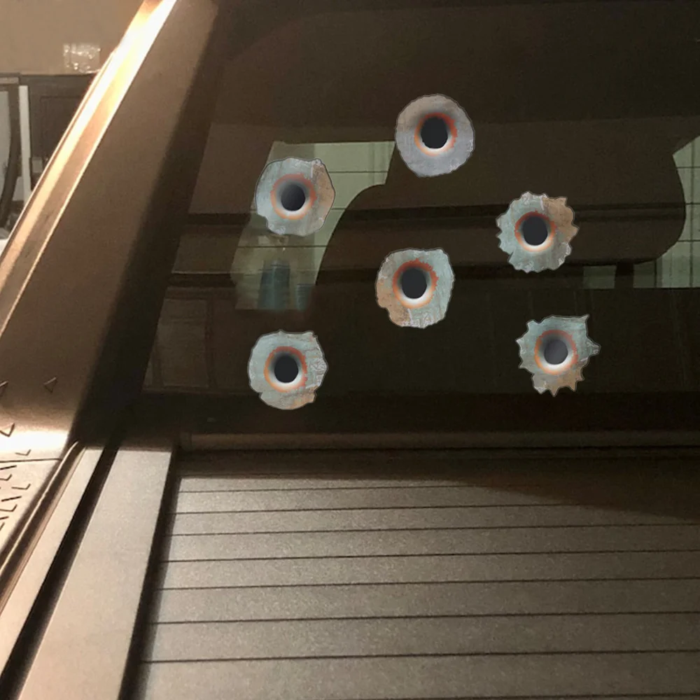 Adesivos de motocicleta com buraco de bala enferrujado, 6 peças, à prova d'água, carenagem, tanque de combustível, faça você mesmo, janela de carro, corpo, decalques de vinil duráveis