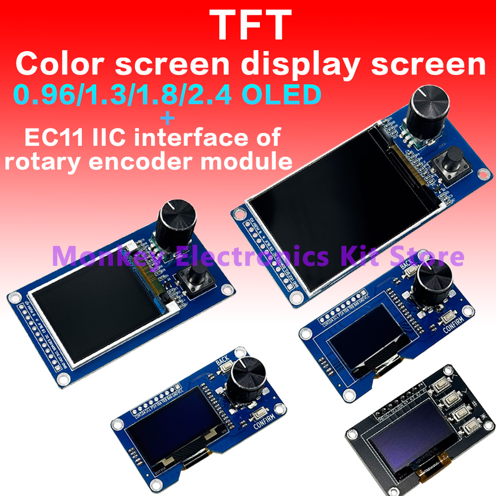 TFT 0,96 pulgadas 1,3 pulgadas 1,8 pulgadas 2,4 pulgadas módulo OLED botón blanco/azul codificador rotatorio EC11 interfaz IIC pantalla LCD