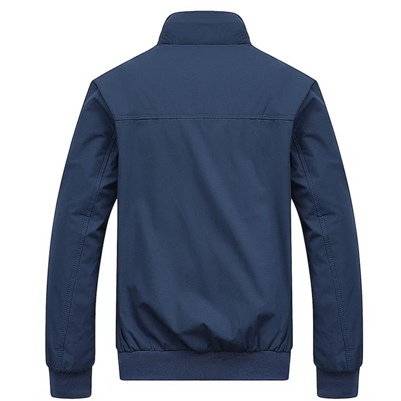 Camelo bordado primavera e outono casual cor sólida moda fino ajuste bomba jaqueta jaqueta de beisebol jaqueta masculina M-6XL