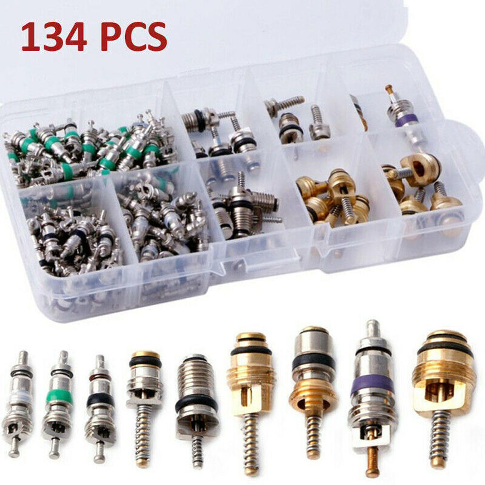 102 Stuks Auto Airconditioner Klep Cores Assortiment A/C Ac Shrader Ventiel & Tool R134 R12 HVAC kleppen Kit Auto Accessoires