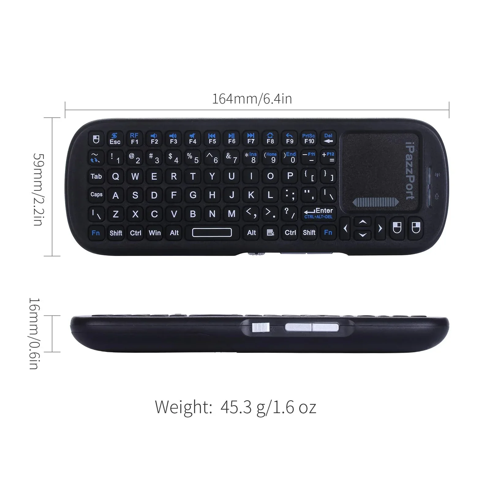 iPazzPort Mini Bluetooth и беспроводная клавиатура 2,4 ГГц с сенсорной панелью и мышью, комбинированная для Android TV Box/ПК/планшета/PS4/Raspberry Pi 3/HTPC