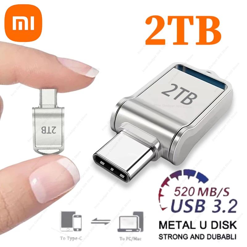 Xiaomi Mini 2TB флэш-накопитель USB 3.0 Fast Type C Pen Drive Memory Stick Высокоскоростные данные 512 ГБ для компьютеров Телефон ПК Fast U Disk