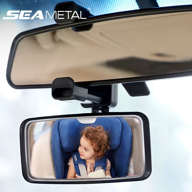 Seametal espelho de observação do bebê do carro grande angular curva espelho retrovisor do bebê rotação de 360 graus seguro condução espelho auxiliar do carro