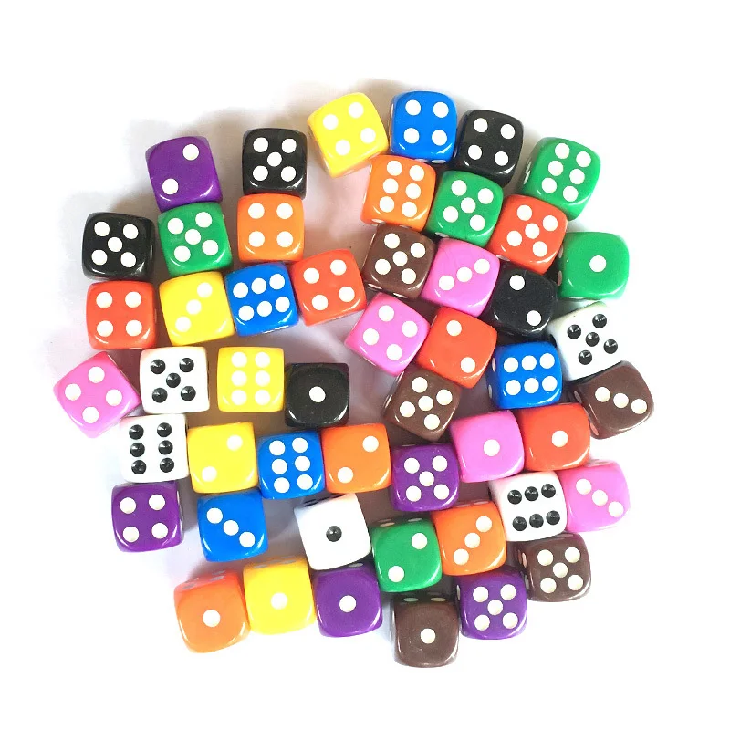 10 unids/lote juego de dados 10 colores acrílico sólido 6 caras dados Club/fiesta/juegos familiares