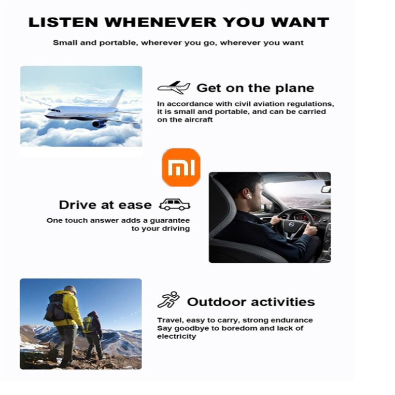 Xiaomi słuchawki bezprzewodowe, douszne, radio HiFi, Bluetooth, redukcja szumów, zestaw słuchawkowy do gier sportowych.