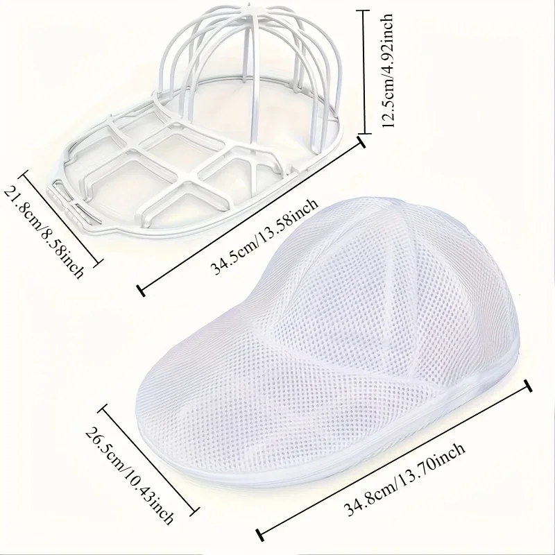 Gabbia per pulire i cappelli per lavatrice, pulitore per cappelli con sacchetto a rete, detergente per cappelli per berretto da baseball