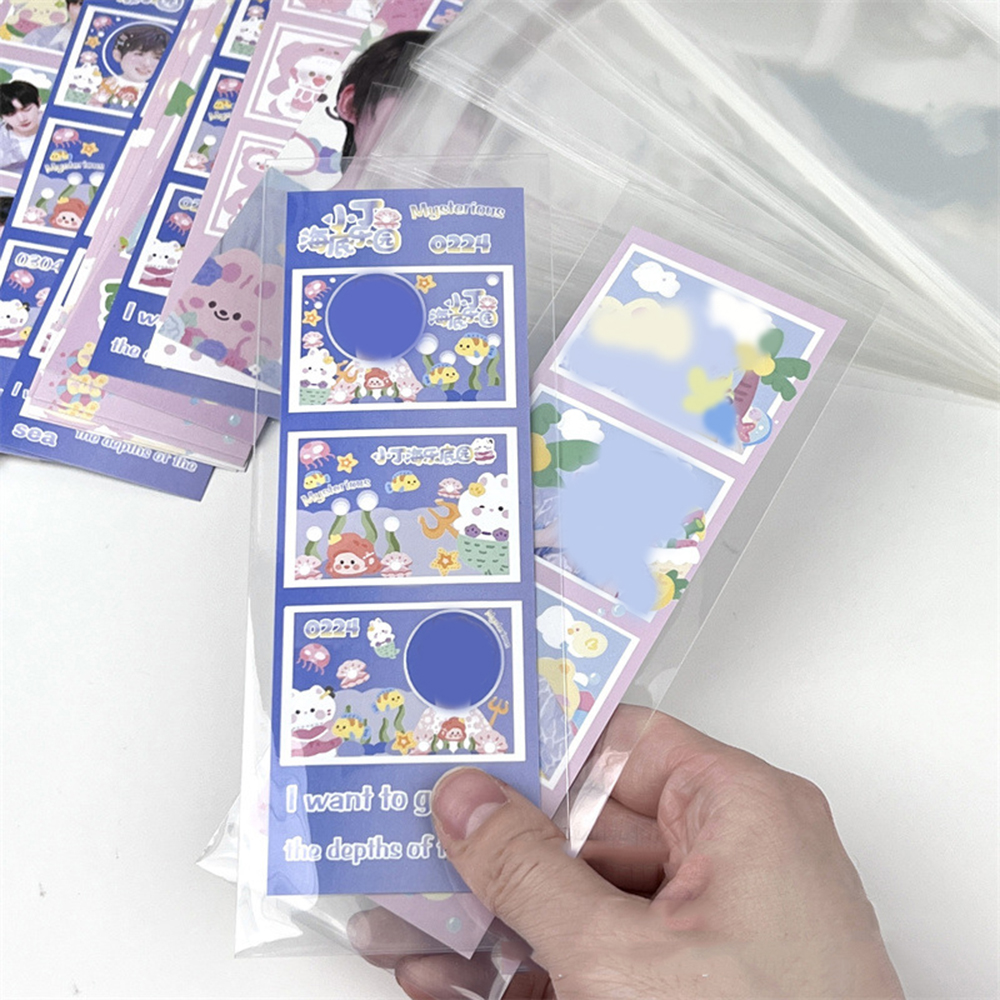 100Pcs 4 그리드 지우기 사진 카드 슬리브 아이돌 사진 북마크 보호 커버 작은 카드 주최자 Opp 가방 학생 용품