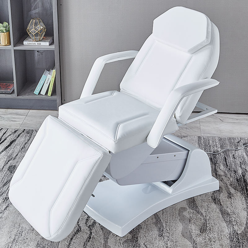 Ivory White PU Leather 3-Motor Electric Beauty Tattoo Massage Bed Electric Multi-Functional Standing Multifunctional