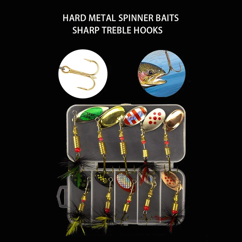 Señuelo giratorio con cuchara de Metal, 2 a 8g, 3,5g, 10 unids/lote, Crankbaits, Wobblers de pesca para Lucio, conjunto de ganchillo, aparejos de cebo