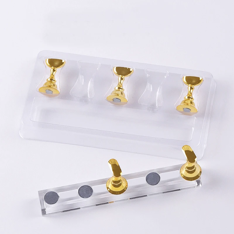 5/30 unids/set soporte magnético para uñas punta de uñas postizas soporte de práctica soporte de Base de cristal exhibición de Arte de uñas para salón de arte DIY y práctica