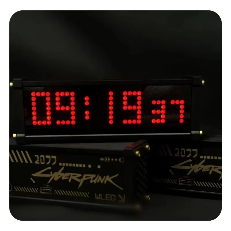 WFD Retro Electronic Tube Clock Pseudo-fluorescente Matrix Cyberpunk Spectrum Function decorazioni Desktop