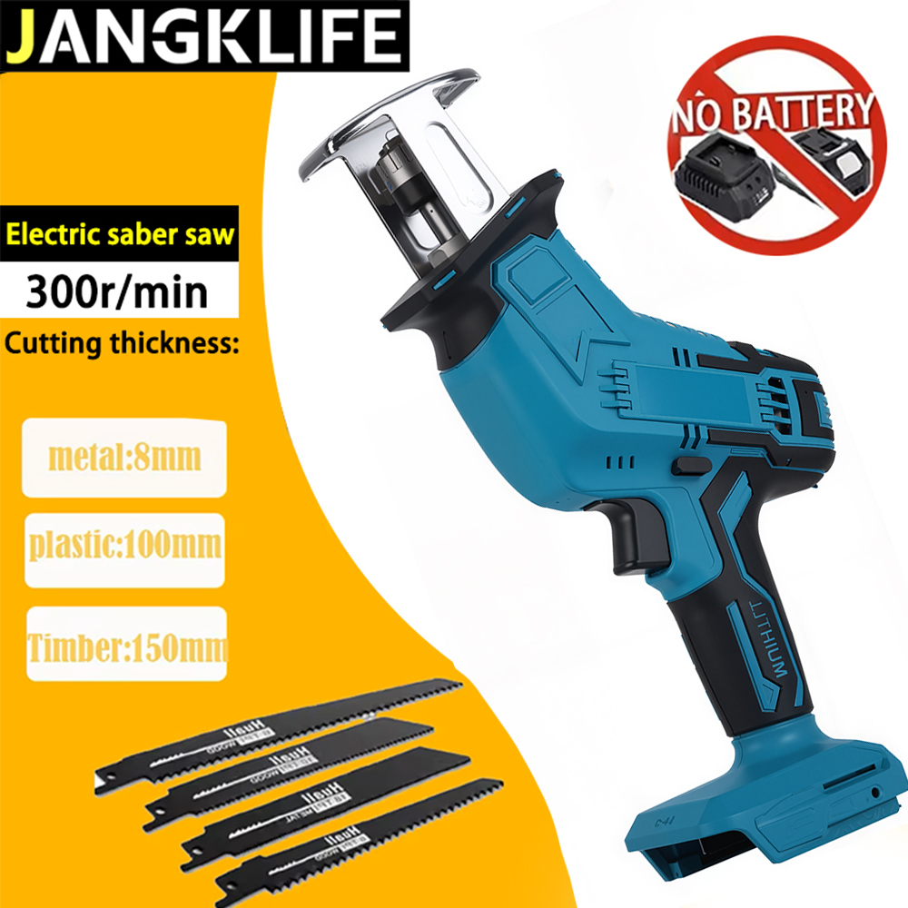 Akku-Säbelsäge, 18 V, einstellbare Geschwindigkeit, elektrische Säge, Holz, Metall, Rohrschneiden, passend für Makita 18 V Akku (ohne Akku)