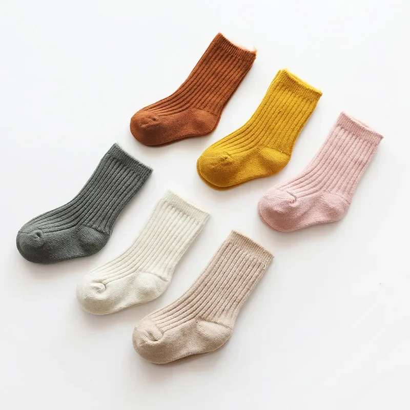 Calcetines largos gruesos de algodón a rayas para bebés, calcetines cálidos para niños pequeños, accesorios de ropa para niños, Otoño e Invierno