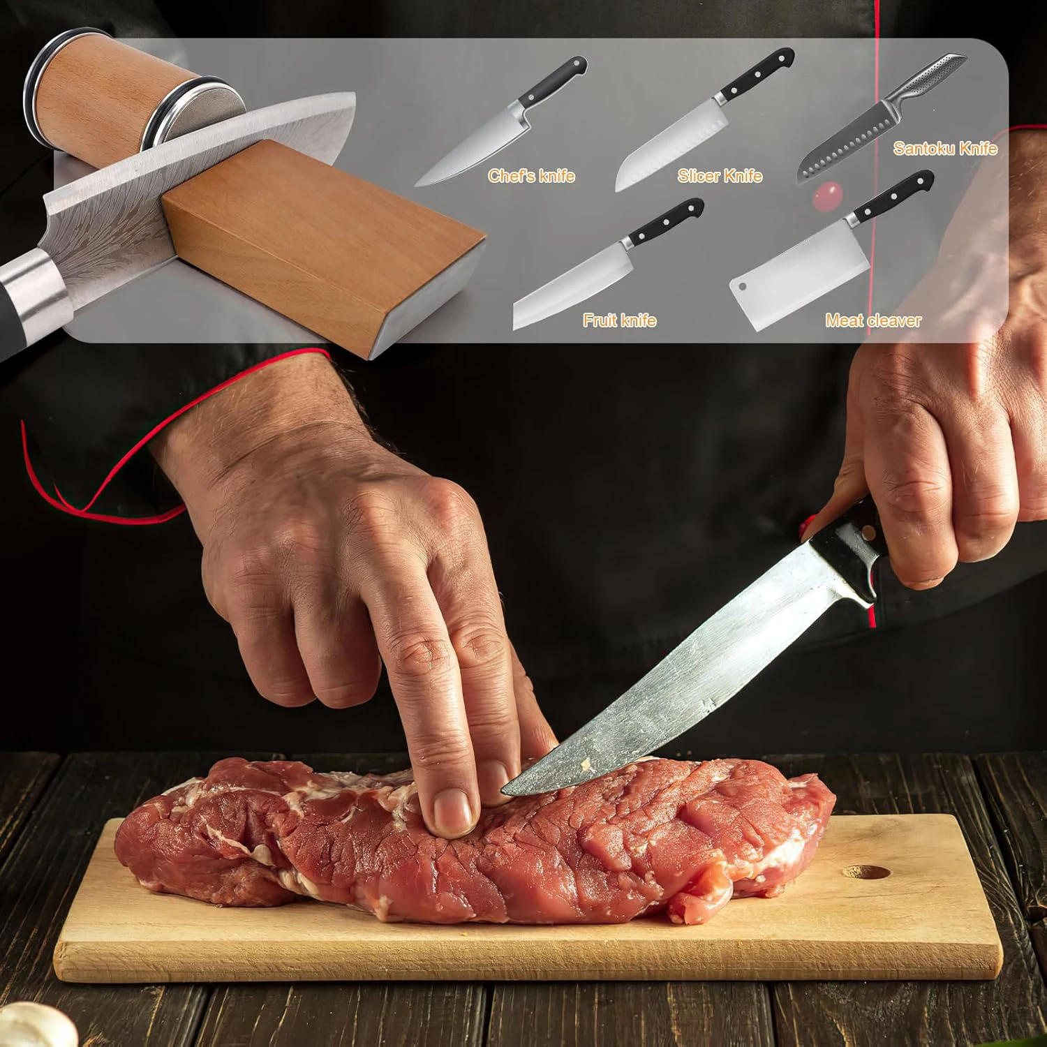Rolling Knife Sharpener For Straight Edge Knife Sharpener Kit With 15/20° Degree Magnetic Angle For Kitchen Knives Whetstone Set