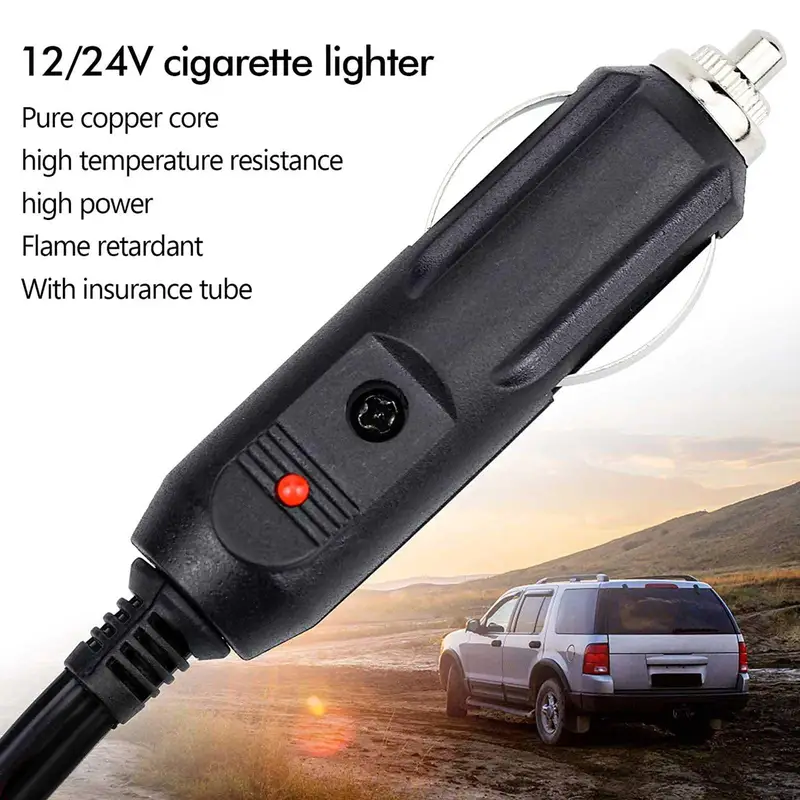 12V do 24V wtyczka do zapalniczki samochodowej męska głowica z lampką kontrolną pojazd elektryczna wtyczka do zapalniczki samochodowej Adapter ładowarki