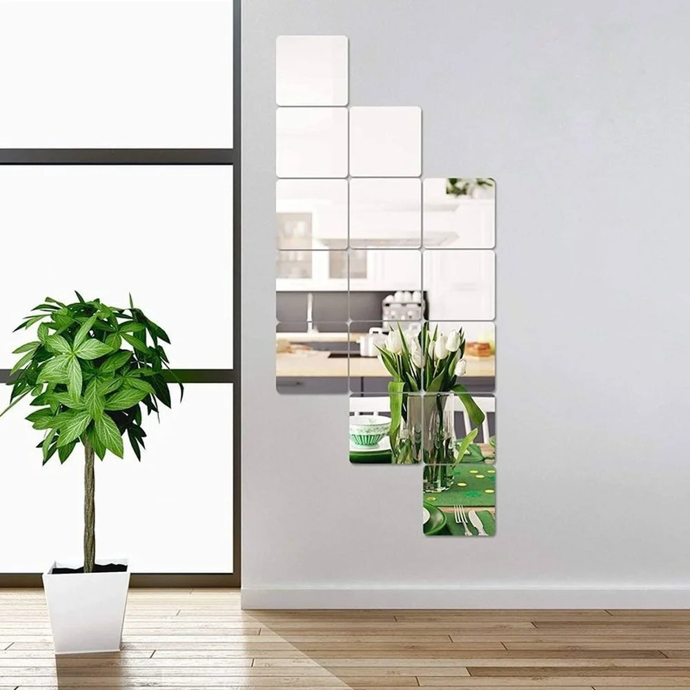 12 Chiếc Gương Dán Tường 15CM Tự Dính Decal Tự Làm Gương Dán 3D Decal Dán Tường Nhà Phòng Khách trang Trí Phòng Ngủ