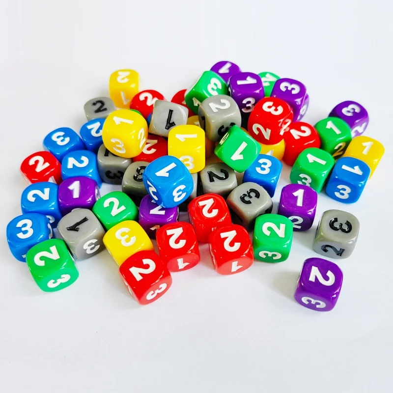 10 piezas número 1 2 3 123 D6 14mm dados acrílicos dados de 6 lados para cubos de juego de mesa 6 colores accesorios de juego de aprendizaje