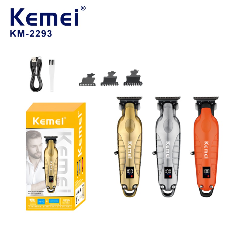 Kemei 2293 Barber Akku-Haarschneider 0 mm Zero Gapped Carving Clipper Detailer Professionelle elektrische Finish-Schneidemaschine