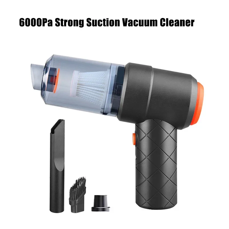 Vácuo portátil sem fio, 2000mah, carregamento usb, limpeza profunda, sucção portátil de 6000pa para casa, carro, pêlos de animais de estimação e escritório