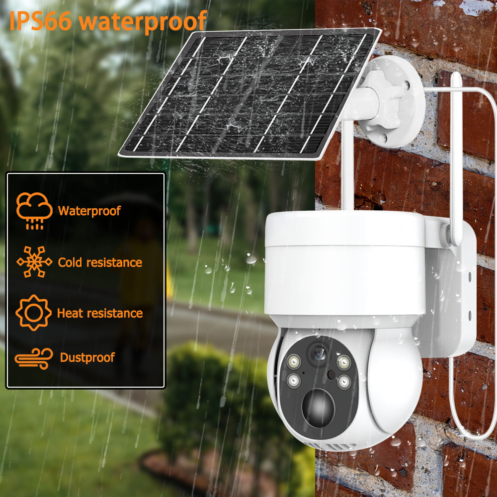 4MP Wireless Wifi Camera Solar Outdoor With Solar Panel Recharge Battery PIR Human Detection PTZ Video Surveillance Camera ICSEE