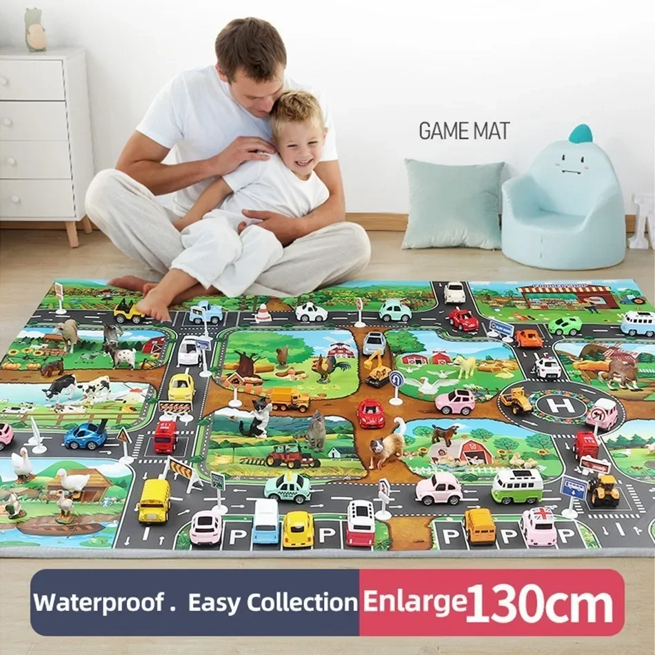 Tappetino da arrampicata per bambini Gioco Traffico Mappa stradale Tappetino da gioco per bambini Giocattoli Tappeto da città Parcheggio per auto da città Tovaglia Segnali stradali