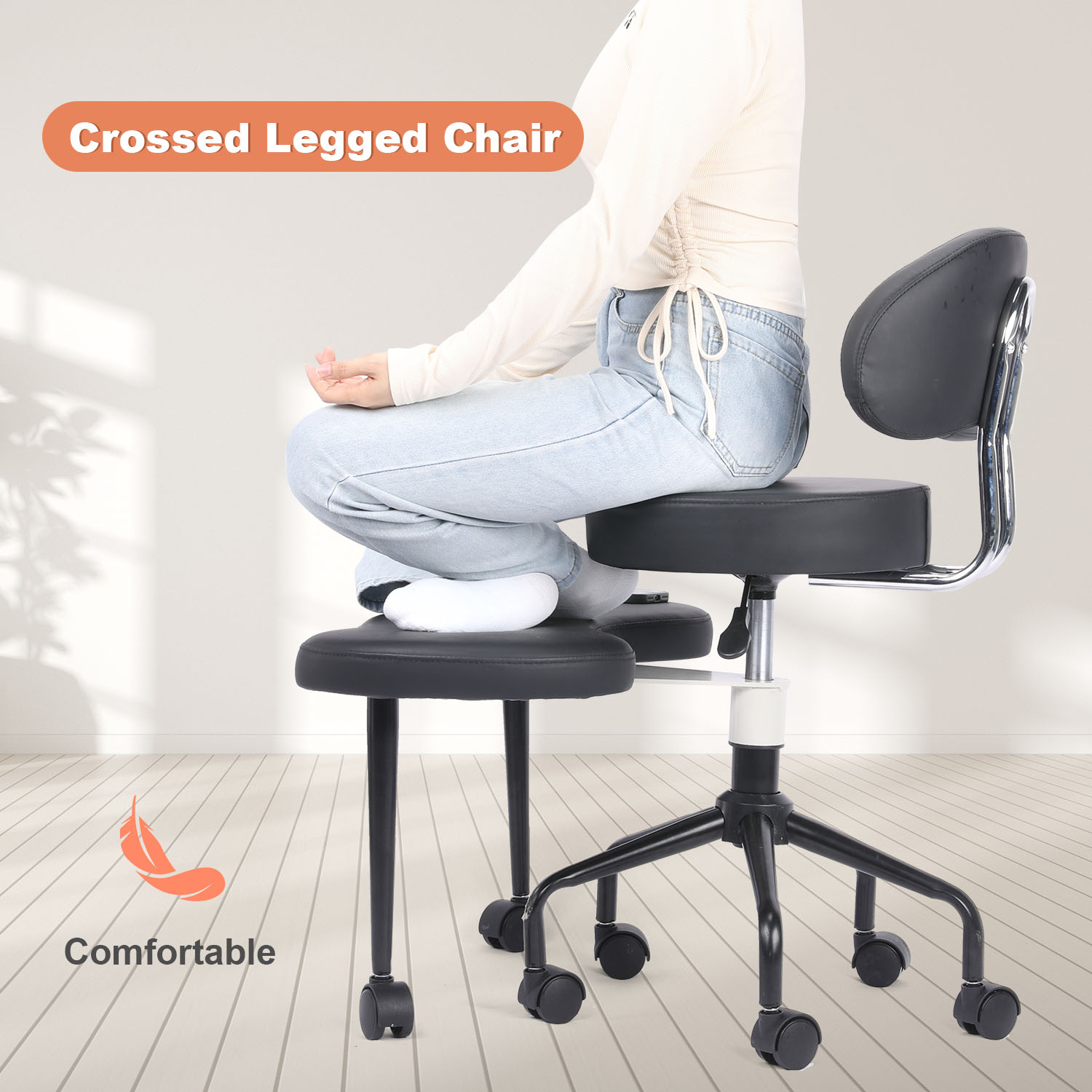 Cross Desk Chair with Lumbar Support and Height Adjustable,Desk Chair for Adults,Legged Office Chair with Wheels