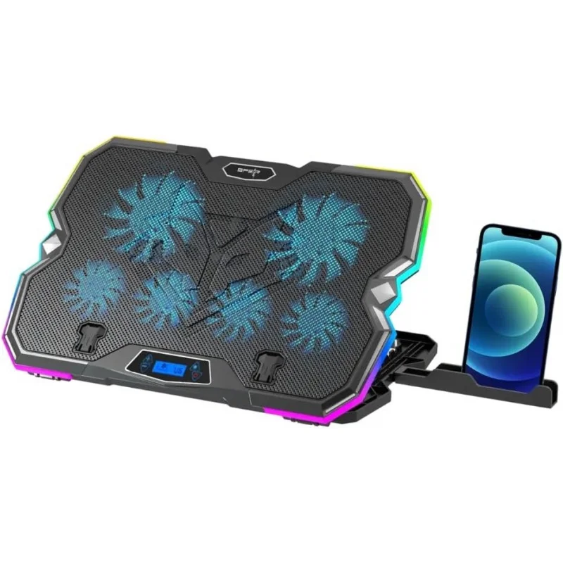RGB Laptop pad Black – 60° Rotating Base, Adjustable Height & RGB Lights – Fits 12″–17″ Laptops – Ergonomic, Anti-Slip, Gaming &