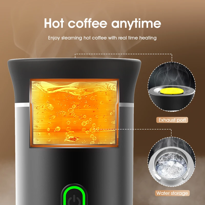 Cafetera Espresso portátil eléctrica inalámbrica para coche y hogar, cafetera para acampar, cafetera de viaje en polvo con cápsula 3 en 1