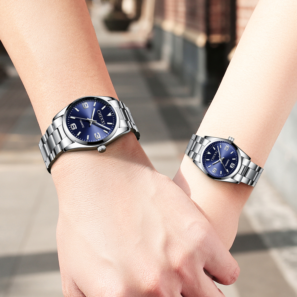 Chenxi casual moda casal relógio pulseira inoxidável luminosa masculino e feminino estilo clássico quartzo relógios de pulso presente do amante
