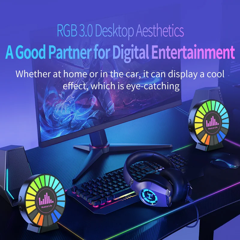 Led Music Sound Control Pickup Light Rhythm Lamp RGB Car Ambient Light Adjustabl Automotivo Strip For Automobiles Family Party