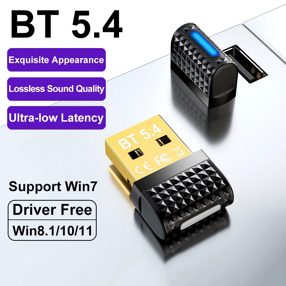 USB-адаптер Bluetooth 5.4 Bluetooth-приемник и передатчик USB 5.4 Dongle для Bluetooth-клавиатуры/мыши/наушников/динамика/принтера