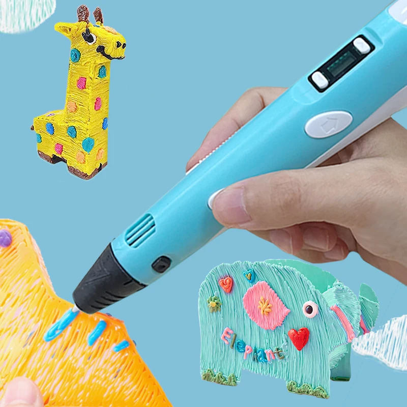Caneta de impressão 3d diy pintura tridimensional crianças brinquedos diversão camuflagem com tela lcd compatível pla filamento brinquedos presente