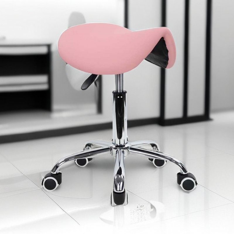 Foot Saddle Stool Cosmetology Shop Technician Spinning Lift Saddle Stool Dental Stool with Backrest Solid Swivel Chair