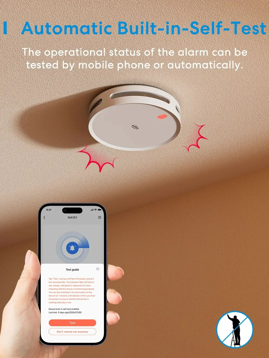 Meross wifi Rilevatore di fumo intelligente MA151 con sensore di allarme batteria integrata da 10 anni Funziona con Matter Alexa Smartthings