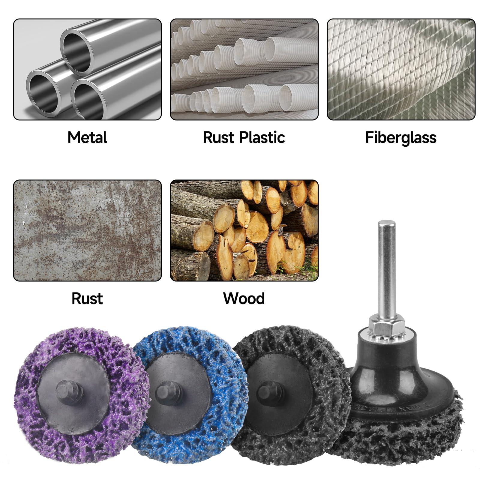 31 Pcs 2 Inch Quick Change Easy Strip Discs for Drills Strip Wheel with1/4" Grinding Discs Die Grinder Attachments for Clean