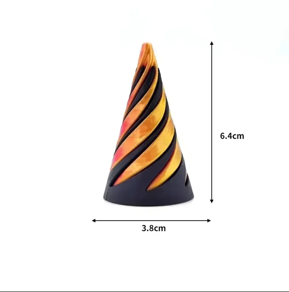3D Printed Spiral Cone Ornaments Helix  Rotating Pressure Reducing Toy Pyramid Passthrough Sculpture Spiral Cone Ornaments
