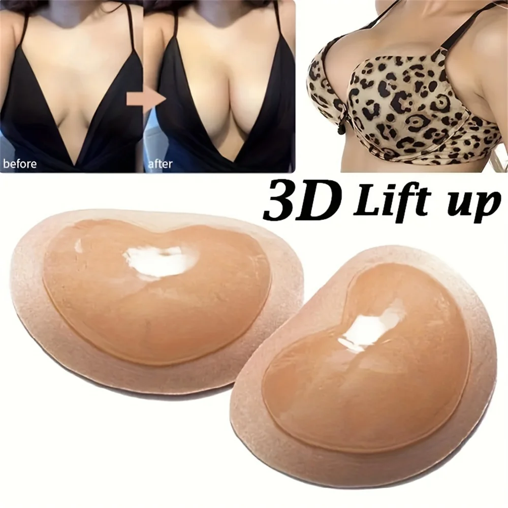 Almohadillas de inserción de sujetador reutilizables de realce, almohadillas potenciadoras de pecho suaves adhesivas, almohadillas de esponja para levantamiento de senos, traje de baño, potenciador de copa de Bikini